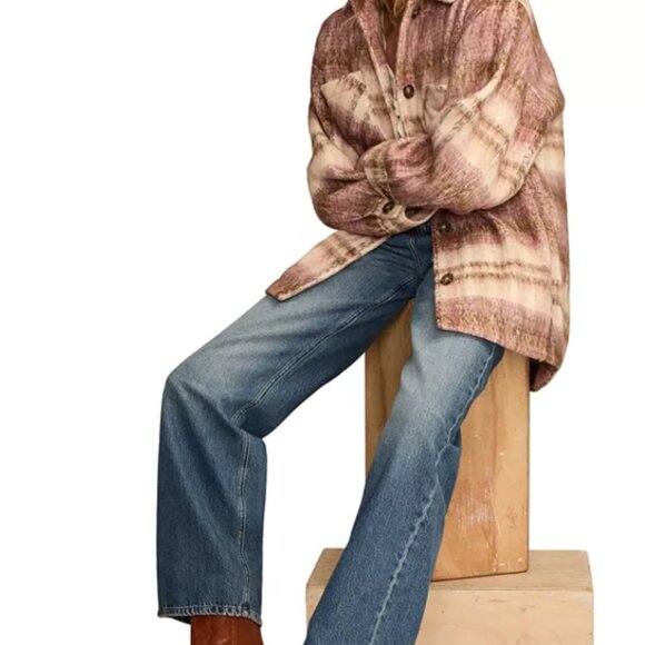 Lucky Brand NWT Oversized Plaid Shacket XL Button Up Jacket Neutral - Picture 8 of 10